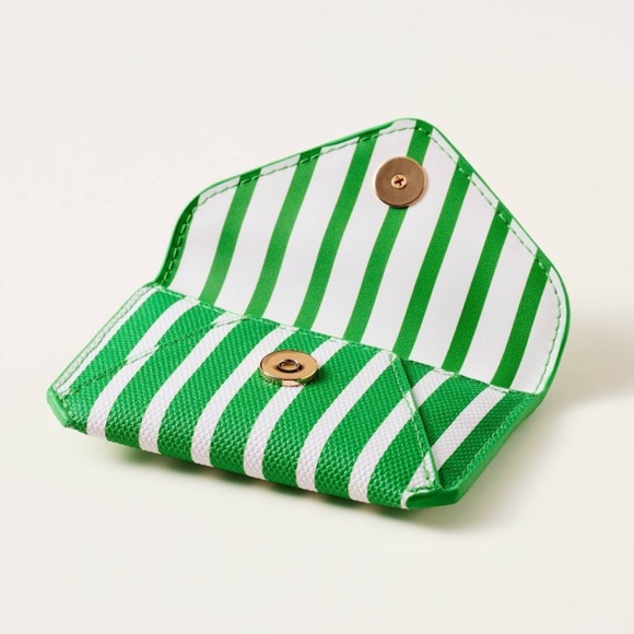 NEW Kate Spade X Target Green and White Striped Card Wallet - Picture 3 of 3